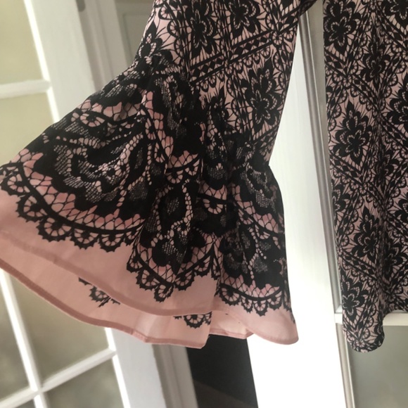 Bob Mackie Wearable Art Blouse Button Front Pink and Black - Picture 3 of 5